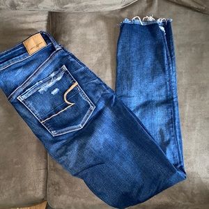 American eagle blue distressed high waist pants